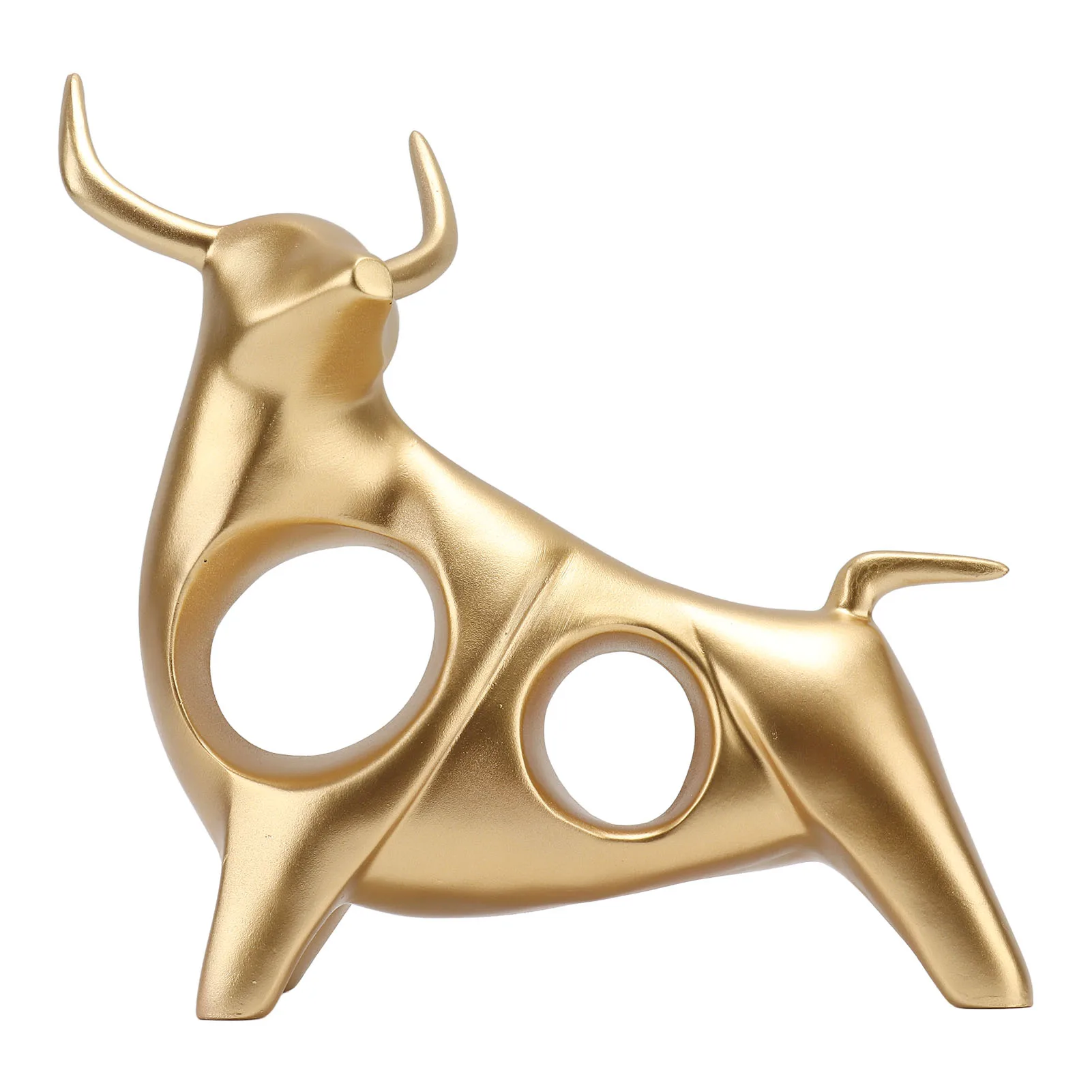 Gouden Stier Sculptuur Hars Hol Geluksbrenger FengShui Stier Beeldje Ambachtelijke Ornamenten voor Huis Bureau Boekenplank Decoraties