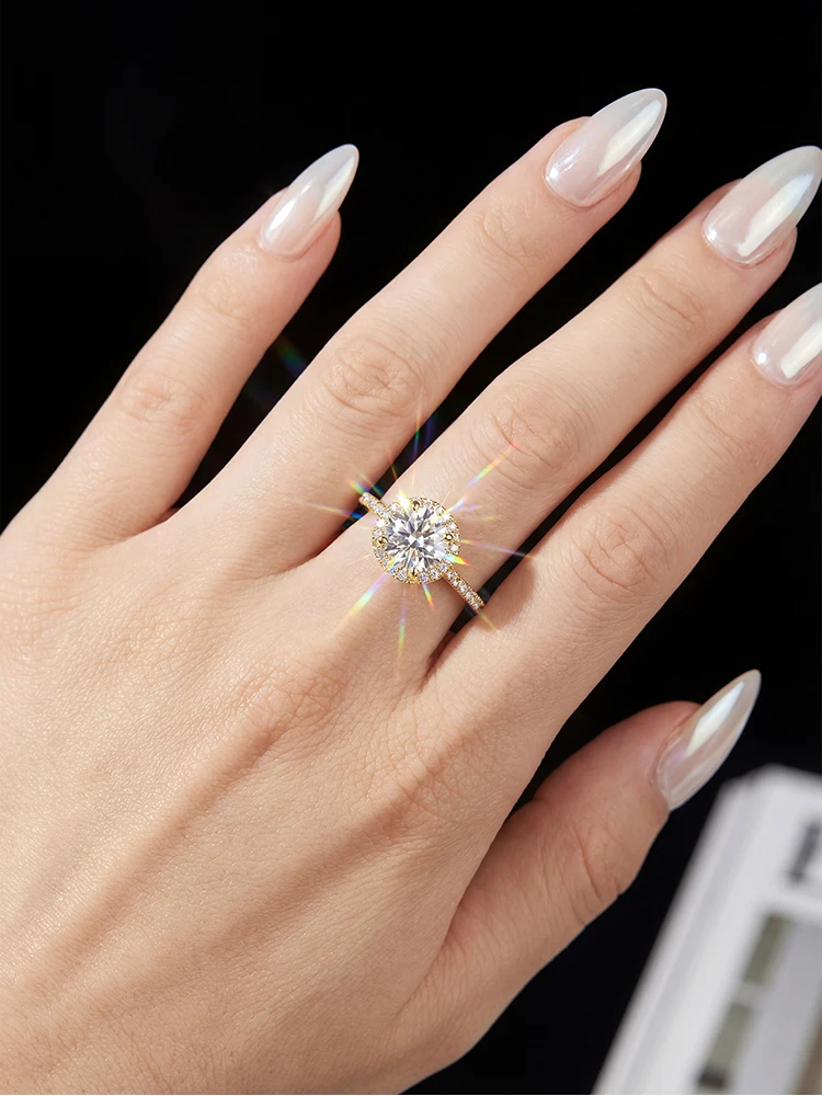 1CT Runder Zertifizierter Moissanit-Diamant Runde Verlobungsringe für Frauen Geschenk Jubiläum Hochwertiger Luxus-Schmuck – Detail 4