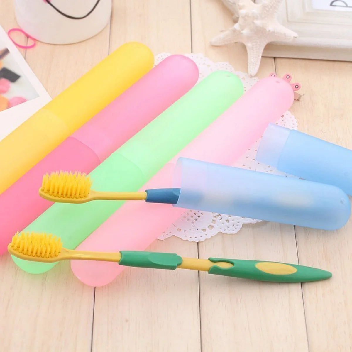 

21pcs Travel Toothbrush Box Portable Breathable Toothbrush Container 7 Colors Each Brush Storage Case For