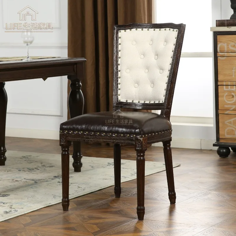 American solid wood dining chair European dining table and chair solid wood backrest solid wood chair study household tabl