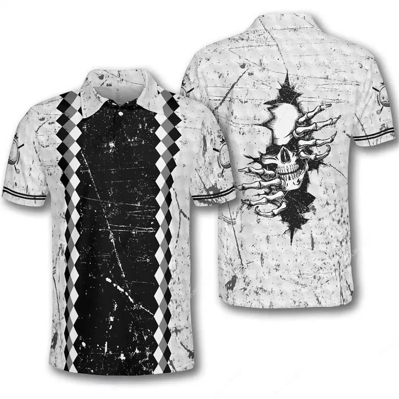 Camiseta de Golf 2026 para Hombre, Diseño de Calavera, Camisa Deportiva de Verano, Informal, para Vacaciones, Manga Corta, Cuello Deportivo