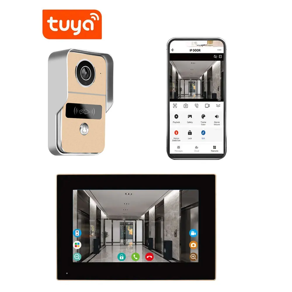 TUYA-videoportero inalámbrico con pantalla táctil, 1080P, 7/10 pulgadas, WiFi, timbre, aplicación inteligente para el hogar, sistema de Control de