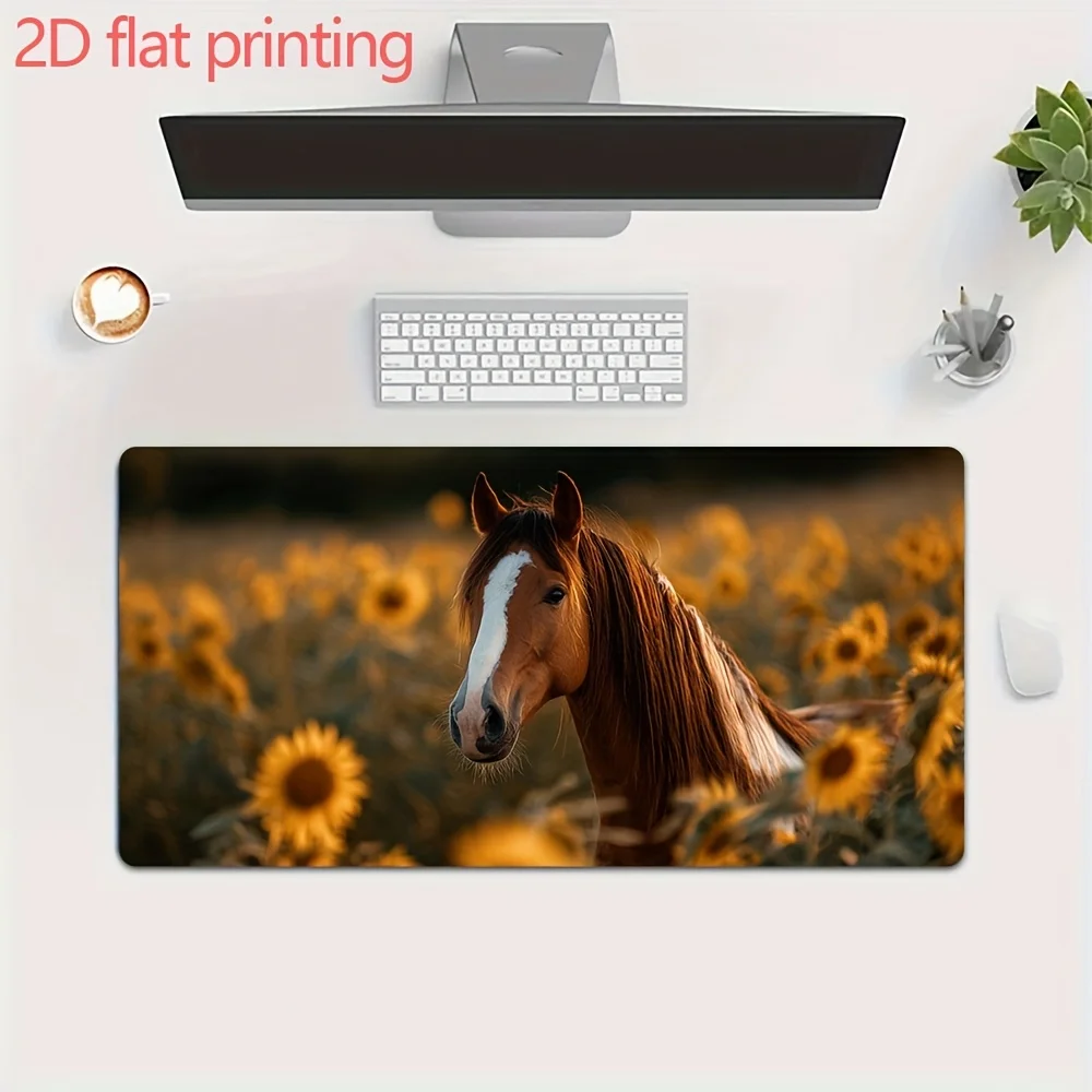 

The majestic horse mouse pad in the sunflower field at sunset is suitable for high-quality office and home decoration