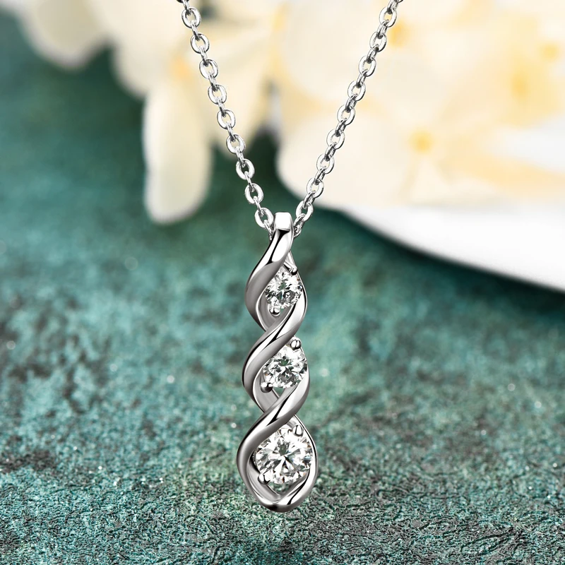 Moissanite Infinity Pendant Necklace 4.5mm&3.5mm&3mm D Color Round Moissanite Diamond Necklace Real 925 Silver Jewelry for Women