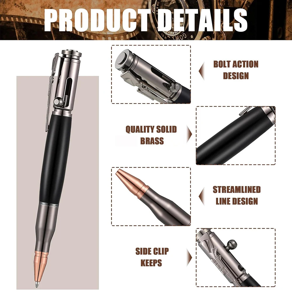 Luxury Metal Ballpoint Pen Black Ink Roller Ball Pens for Writing Signature School Office Stationery Supplies Party Present Logo