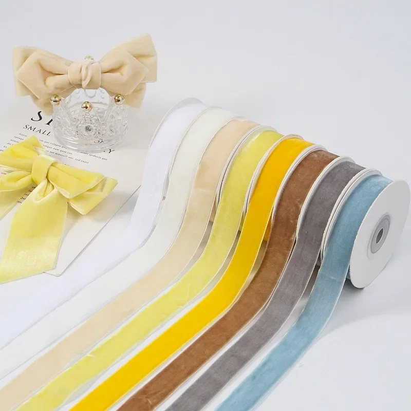 Classic 5yards 6mm-38mm Single Side Velvet Ribbon for Clothing Sewing Supplies DIY Hair Bows Hat Decor Craft Accessories