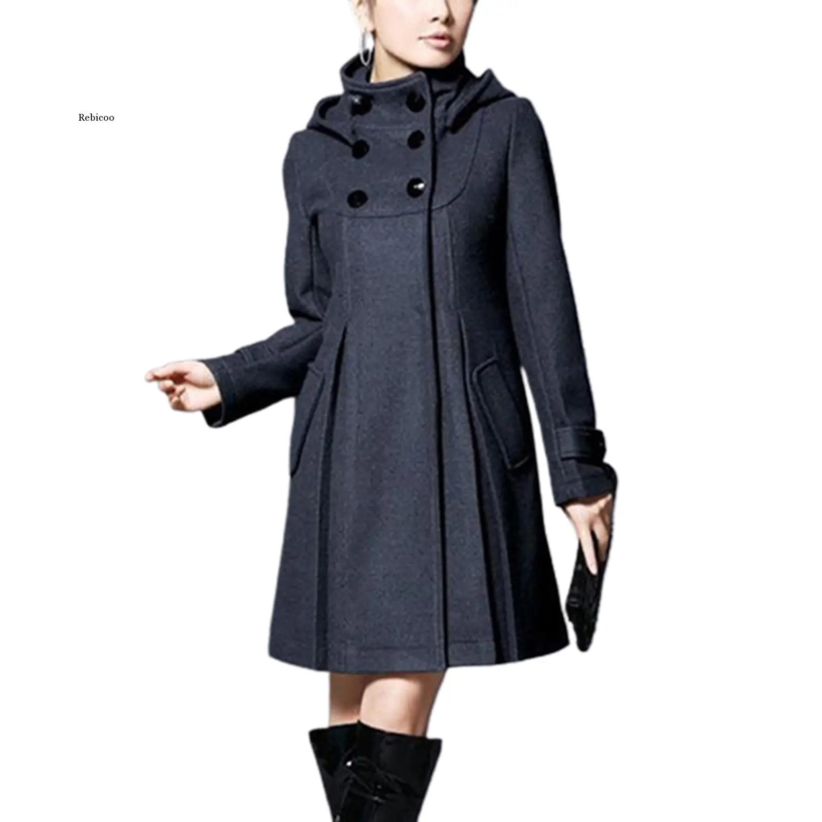 Frauen Winter 2021 Fleece Mantel Stehkragen Mittel Langen Graben Mantel Zweireiher Design Winter Herbst Outcoat Für Mädchen