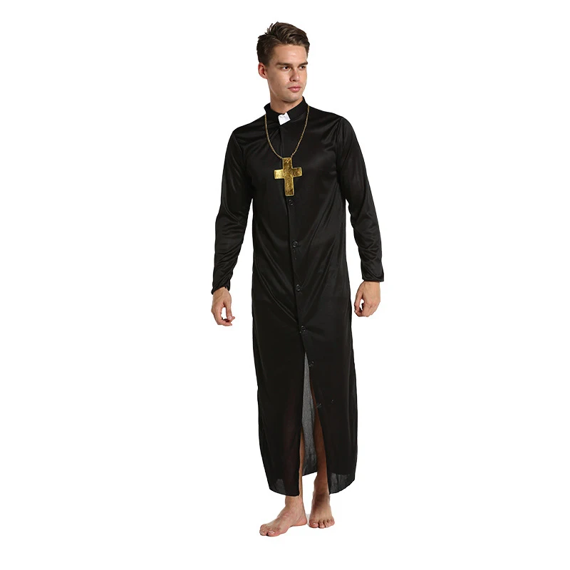 Adult Man Easter Purim Halloween Costume for Men Father Priest Bishop Costumes Halloween Christian Pastor Clergyman Cosplay