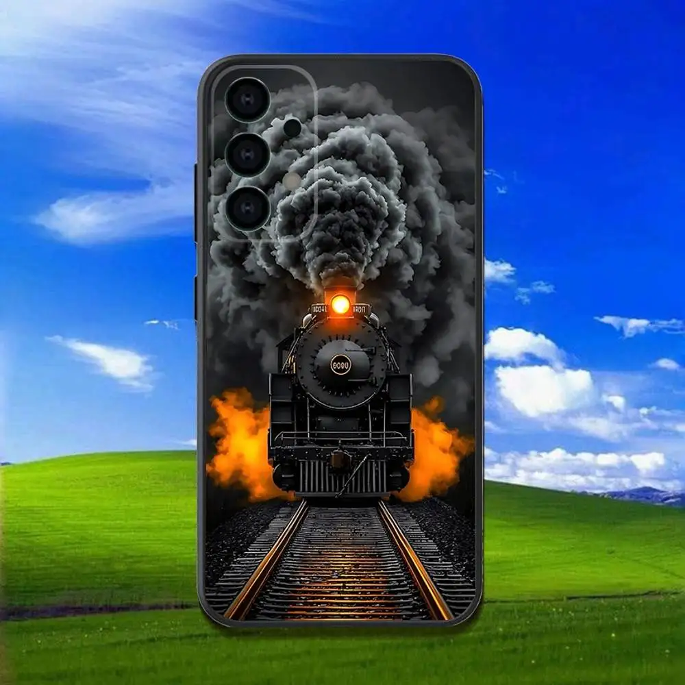 เคสโทรศัพท์รถไฟไอน้ำคลาสสิกสำหรับซัมซุง กาแล็คซี่ A13,A21s,A22,A31,A32,A52,A53,A71,A80,เคสสีดำนุ่ม