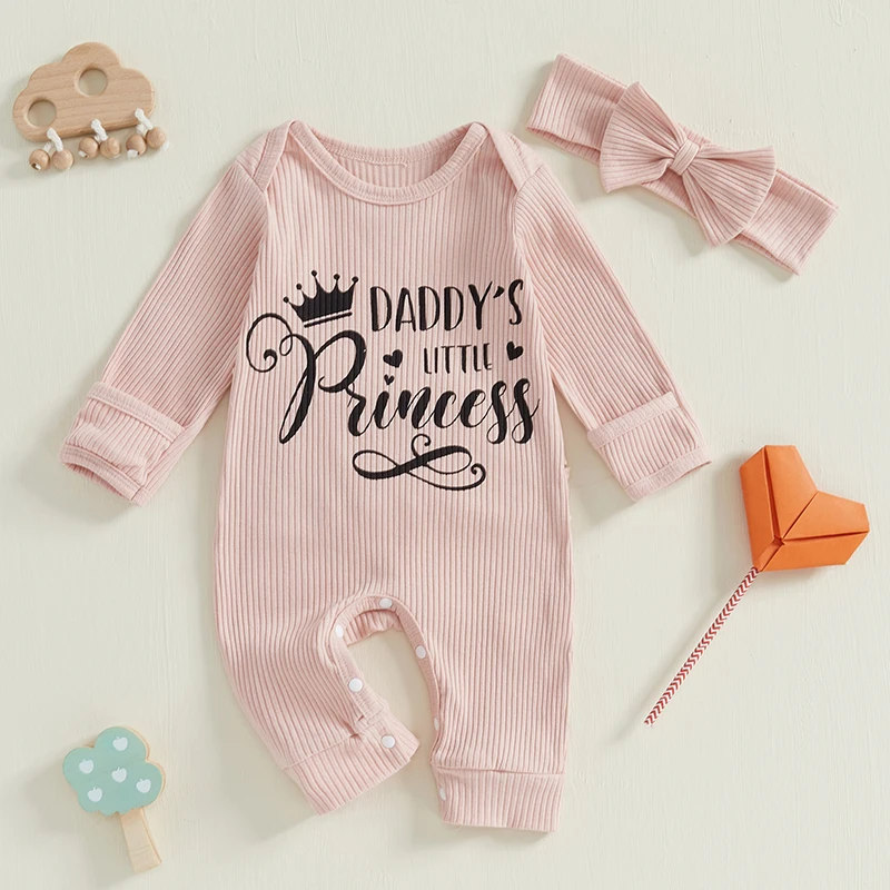 Im New Here Newborn Outfit Girl Long Sleeve Letter Romper Ribbed Knit Jumpsuit Baby Girl Preemie Coming Home Outfit