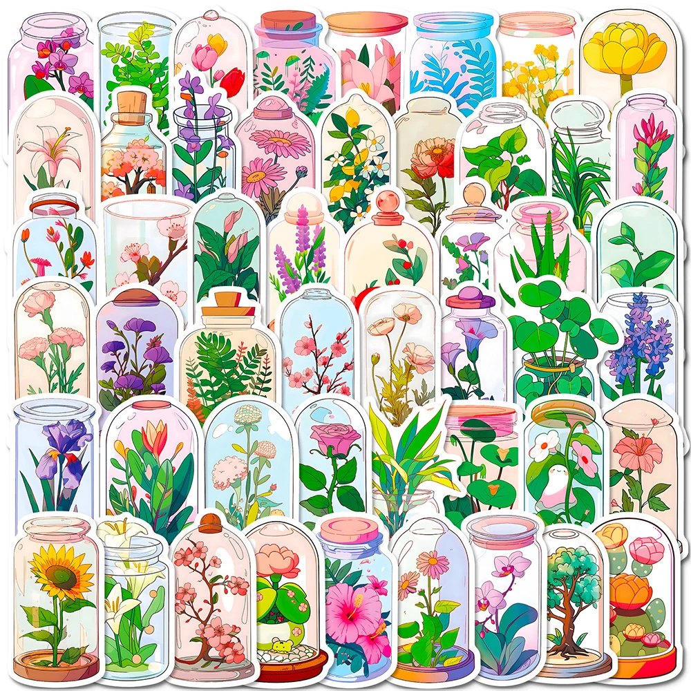 10/30/50pcs Cute Bottle Plant Flowers Aesthetic Cartoon Stickers Decal Laptop Notebook Phone Suitcase Decoration Sticker Kid Toy