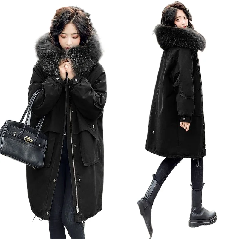 

Womens Plus Size Fleece Parka Warm Winter Coat Light Weight Long Sleeve Zipper Hooded Jacket Outerwear