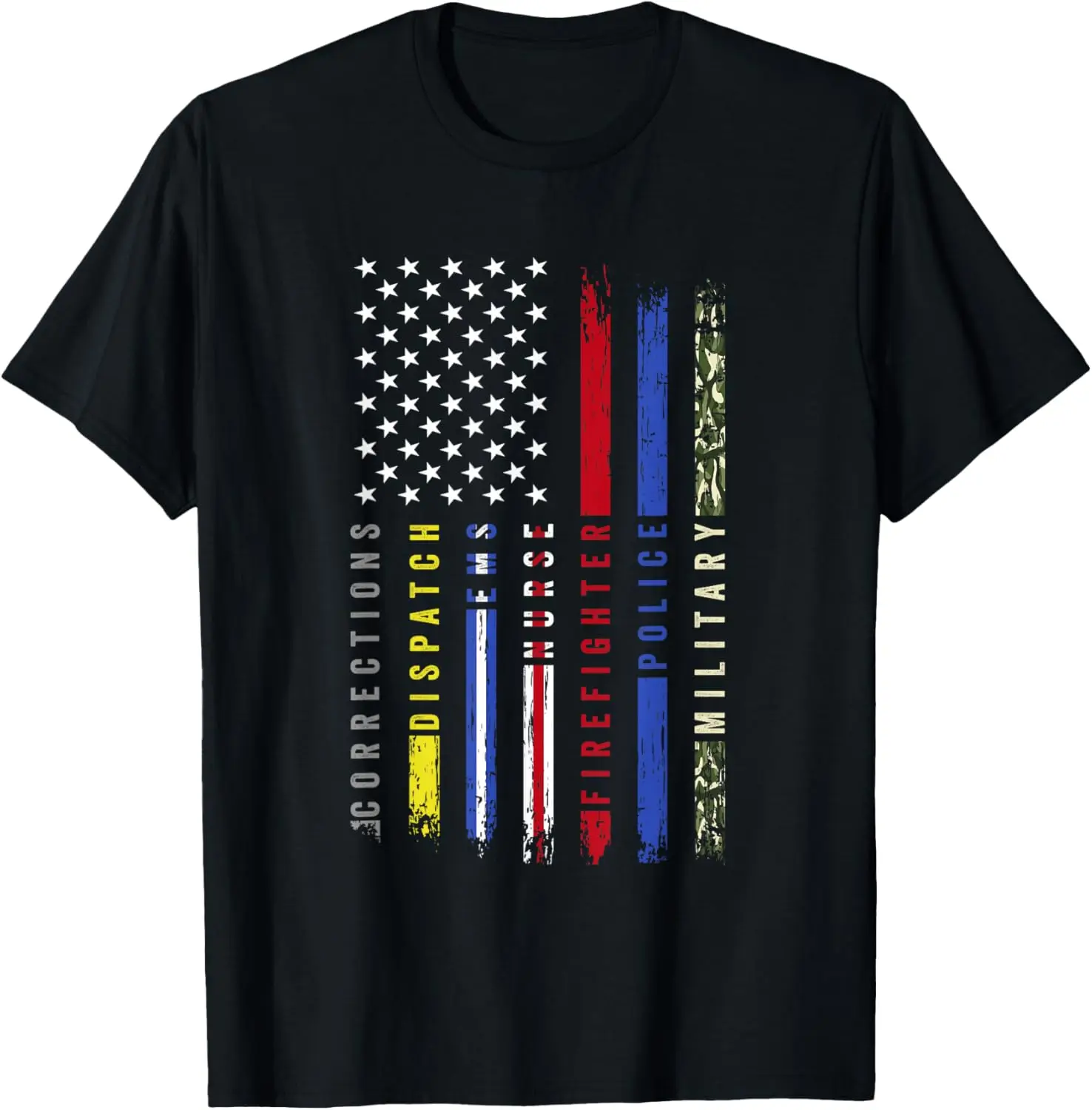 Nurse EMS Police Fire army First Responder Hero Flag T-Shirt 100% Cotton O-Neck Short Sleeve Summer Casual Mens T-shirt