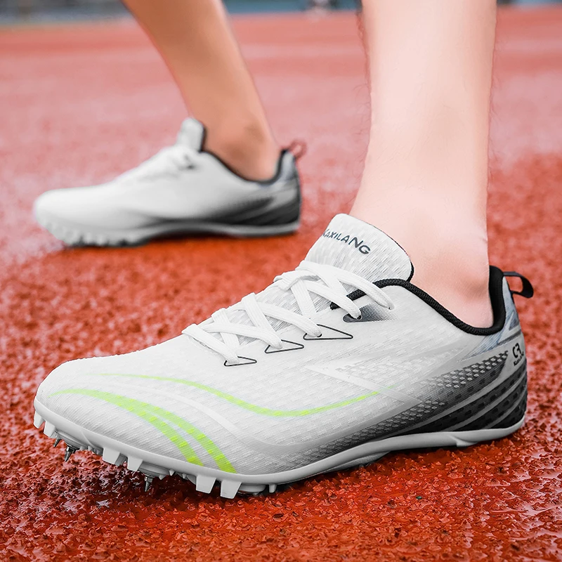 Men Sprint Shoes Track Spike Soft Field Non Slip Nails Race Athletic Professional Running Long Jump Light weight Racing Match