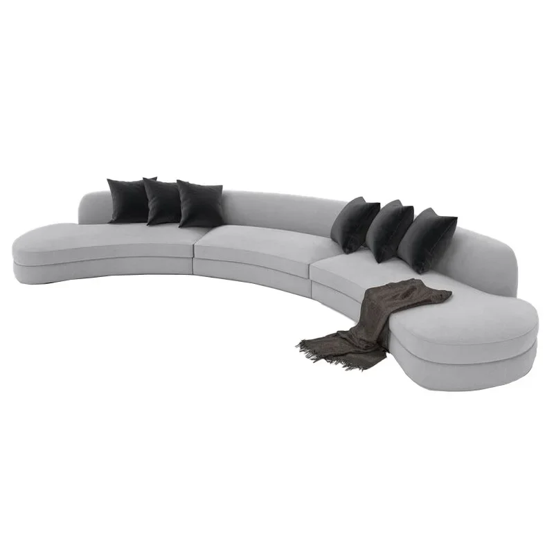 Curved technology cloth sofa combination, living room Nordic, creative light luxury and simple, large apartment personality