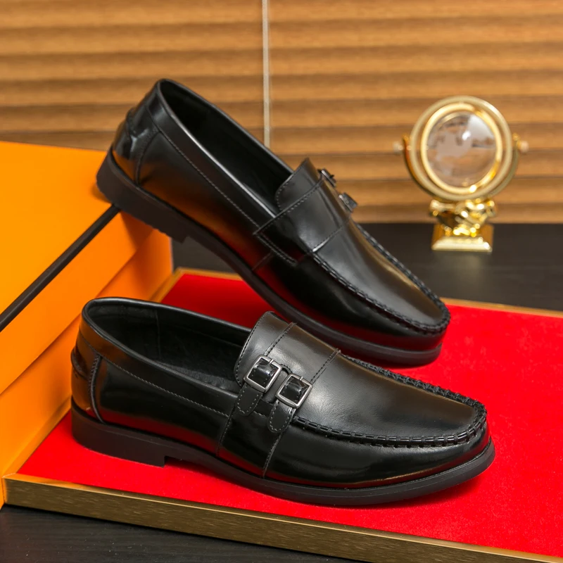 

Экстравагантные глянцевые удобные высококачественные кожаные туфли ручной работы, нескользящие мужские продвинутые повседневные деловые офисные лоферы