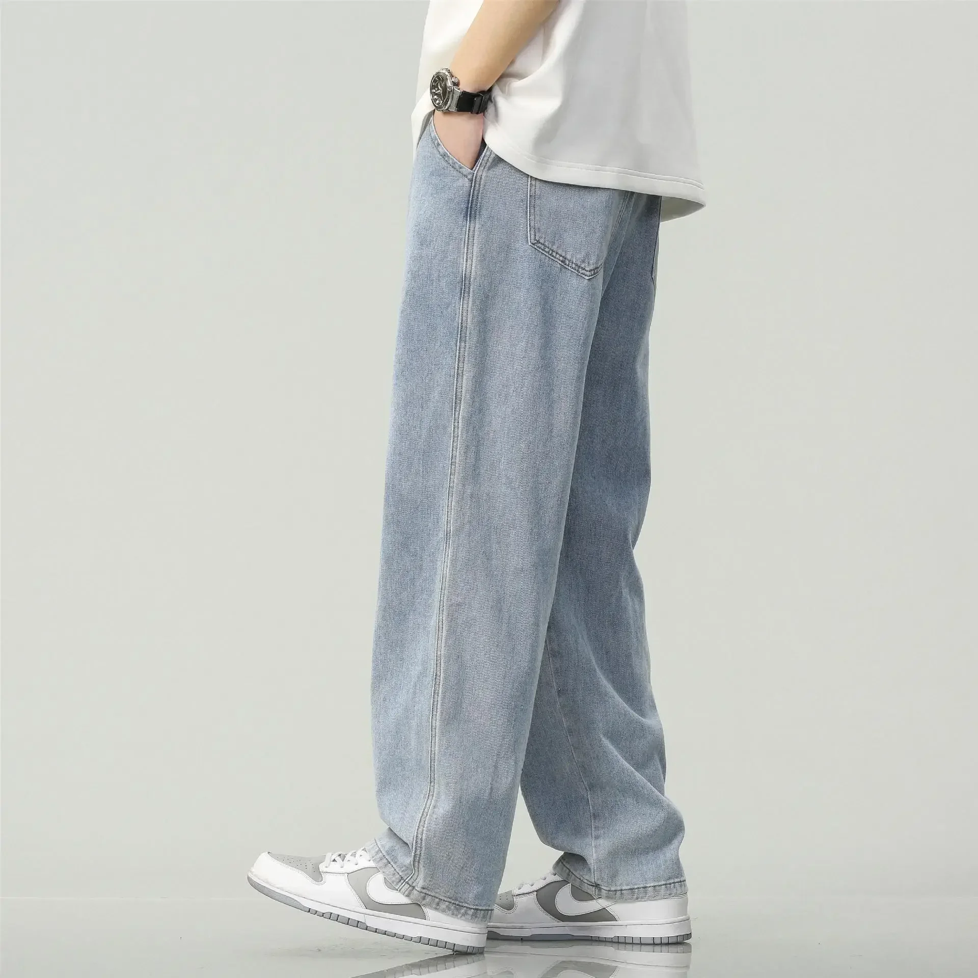 Adolescent Extra Long 118CM Jeans 190CM Tall Men Loose Wide Leg 3XL 4XL Overlong Trousers Male Autumn Ultralong Lengthen Pants