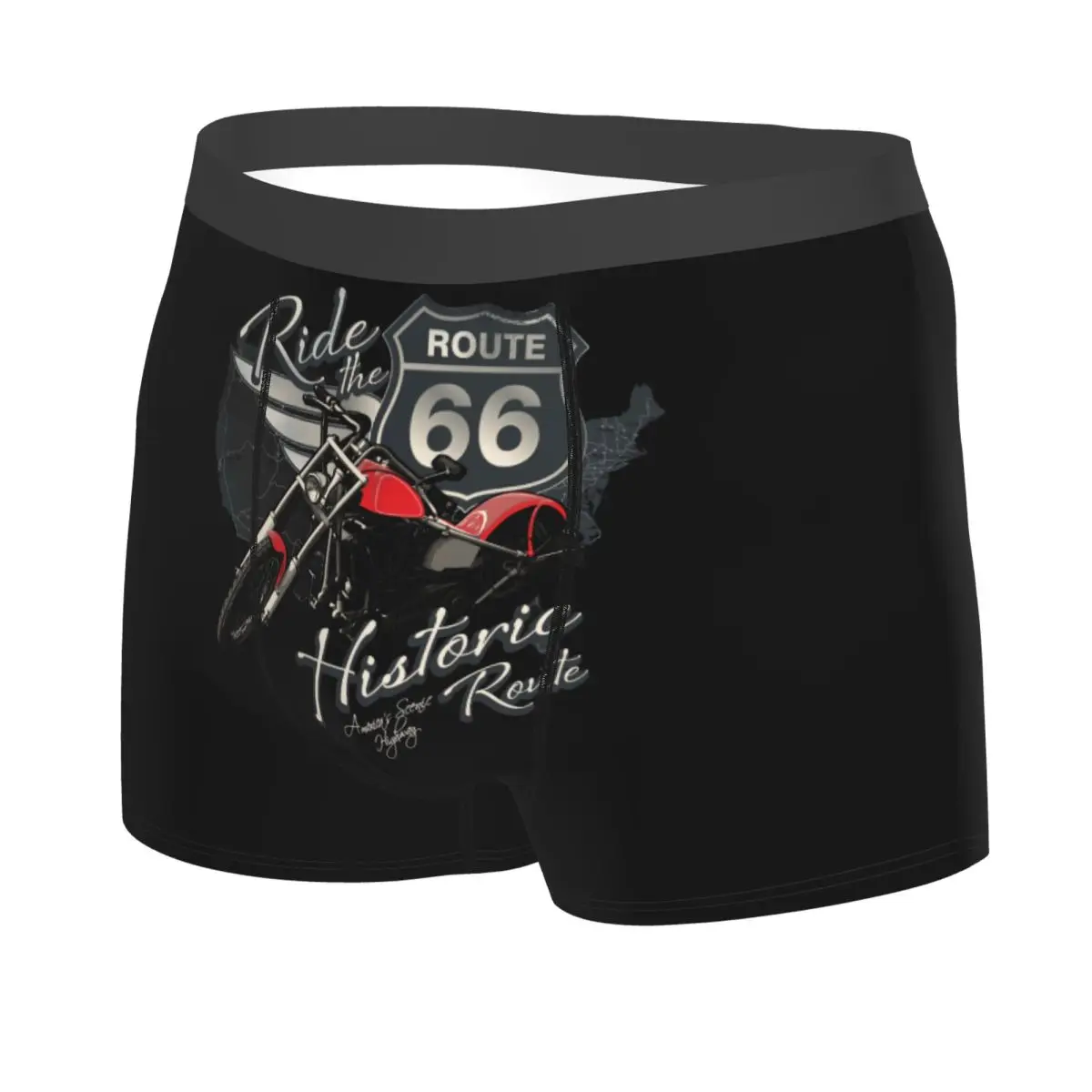 Custom Travel Motorcycle Ride Route 66 Boxer Shorts For Men US Numbered Highways Underwear Panties Briefs Stretch Underpants