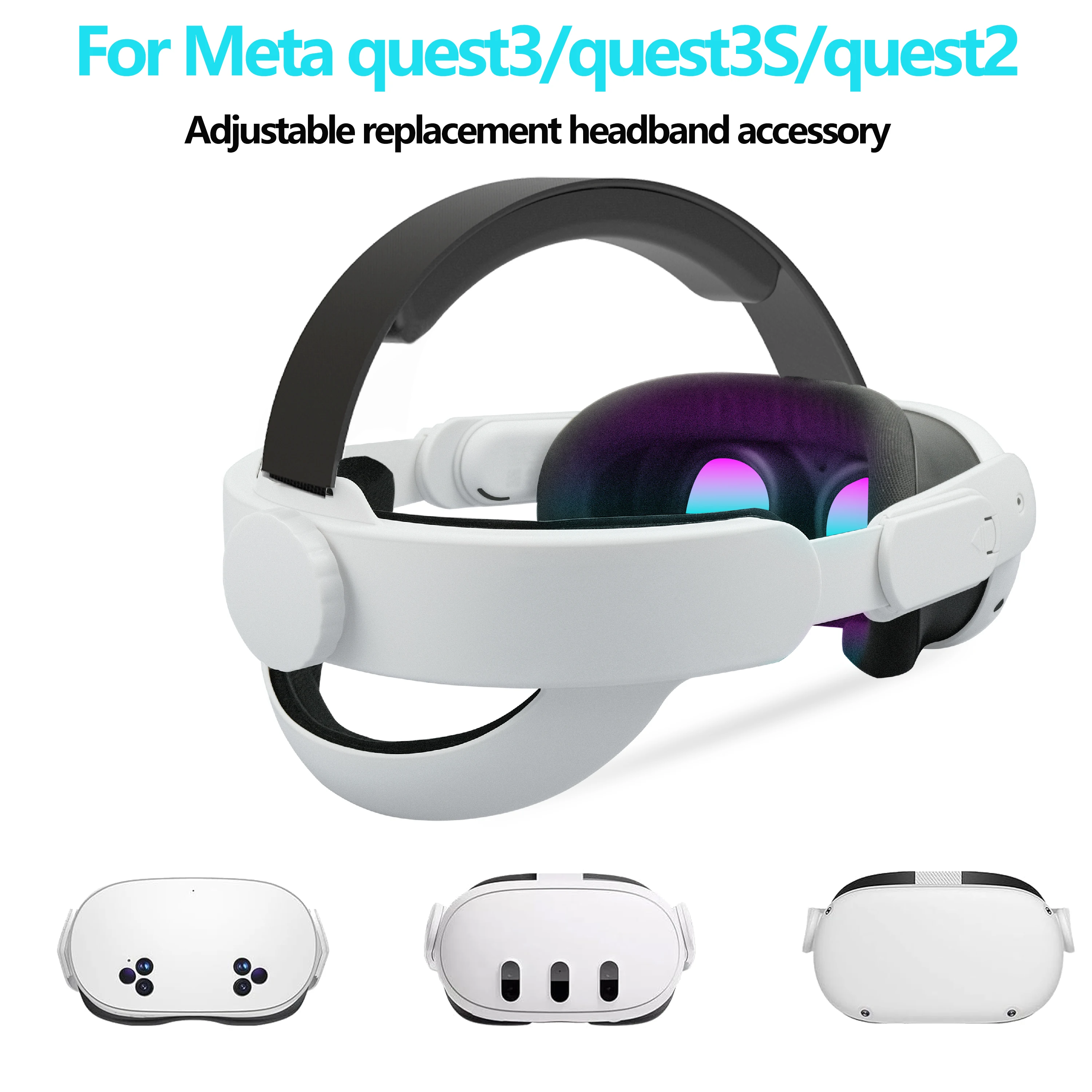 For Meta Quest3S/Quest3/Quest2 Head Strap, Comfort Head Strap, Adjustable Lightweight Design VR Headset Strap with Soft Cushion