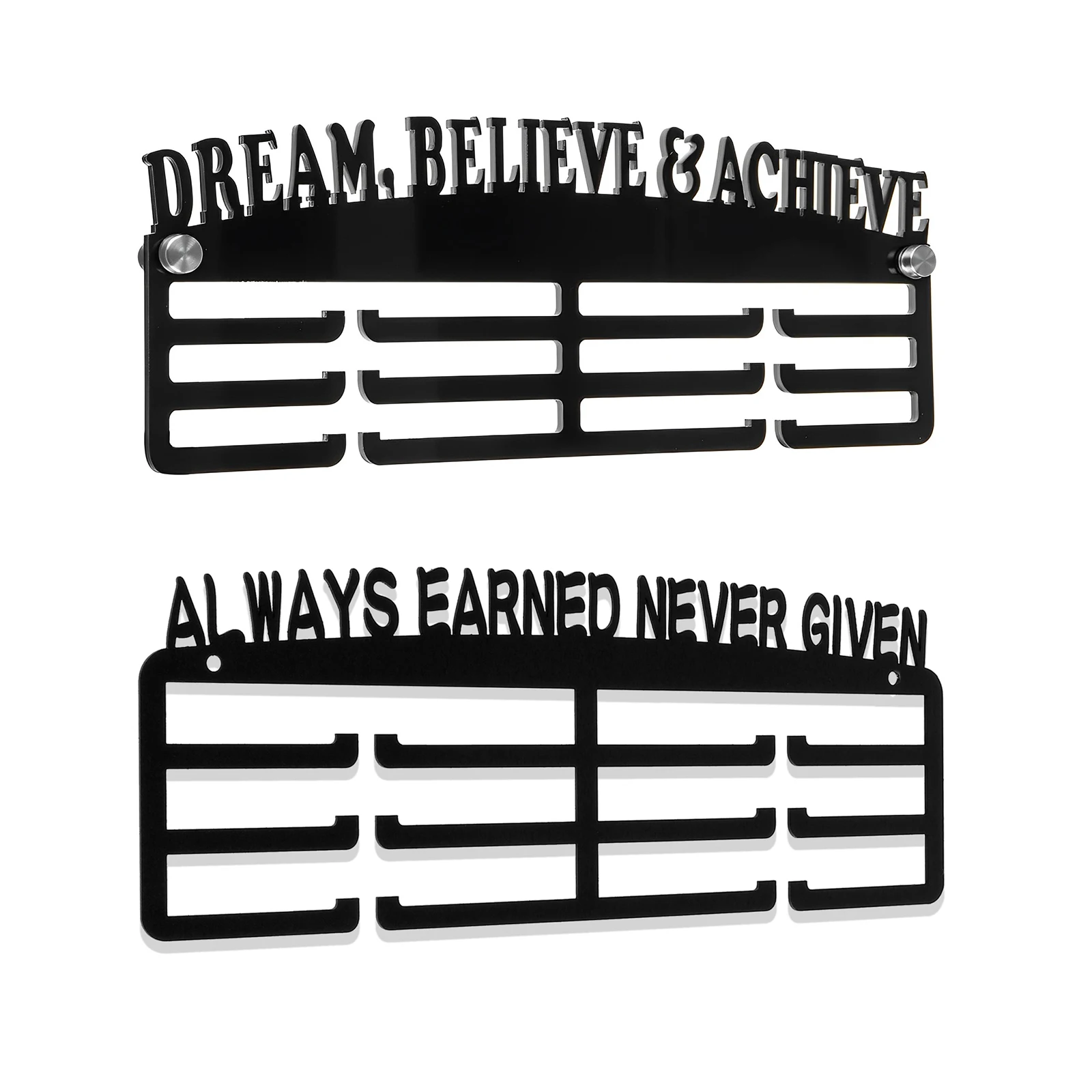 Medal Holder Display Hanger Metal Personalized Medal Wall Hanger for Sport Race Runner Over 60 Medals Text DREAM BELIEVE ACHIEVE