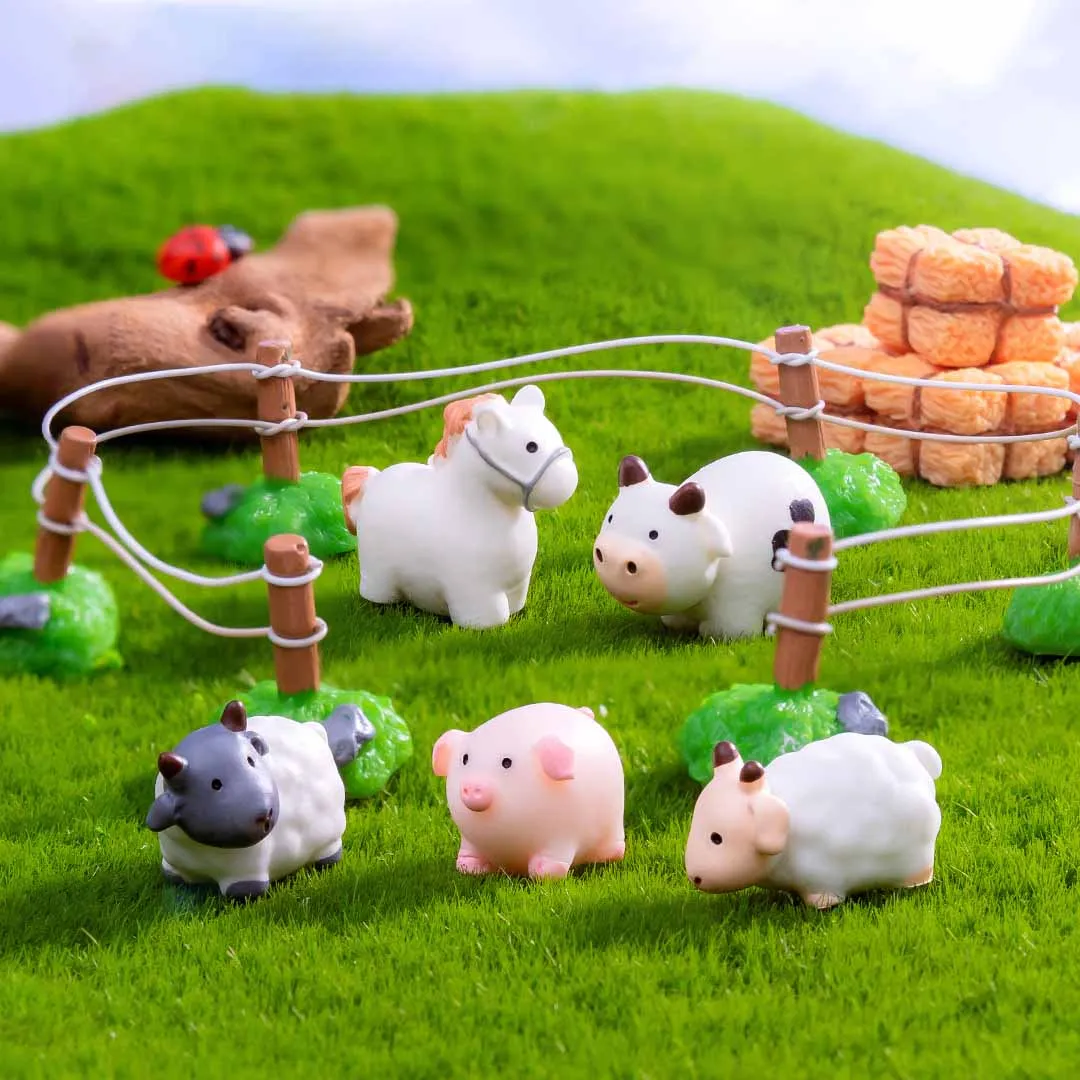 Moss Micro-landscaping Creative Cute Sheep Pig Farm Series DIY Gardening Aquascape Decorations Accessories Mini Small Ornaments