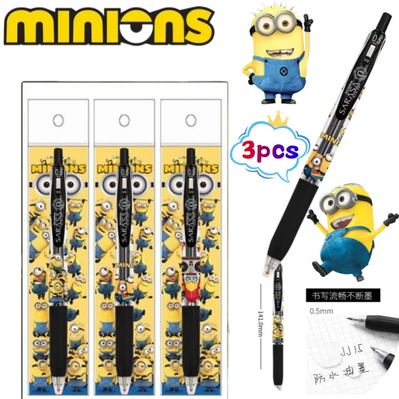 

Minions Despicable Me Bob Kevin Dave 3 gel pens creative high-appearance anime cartoon print smooth quick-drying black click pen