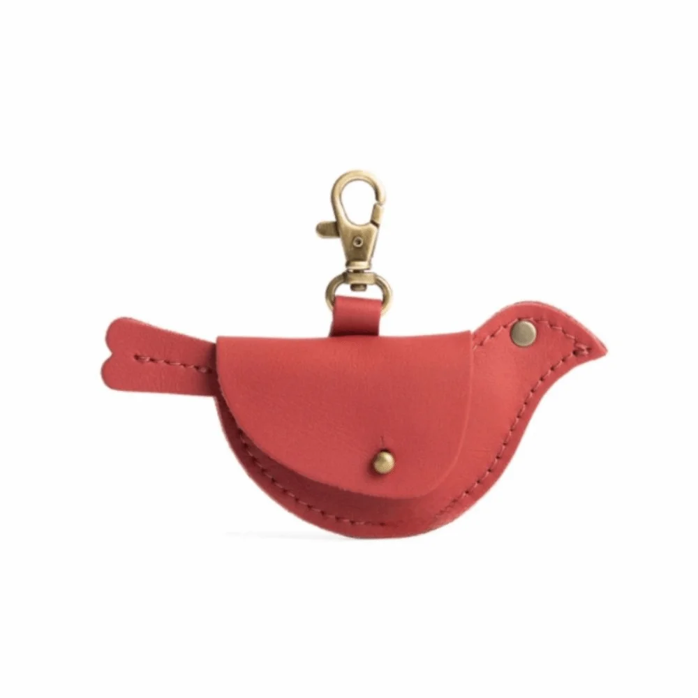 Faux Leather Coin Purse Keychain Multi Color Bird Shaped Silhouette Mini Storage Pouch Lightweight Compact Inner Space