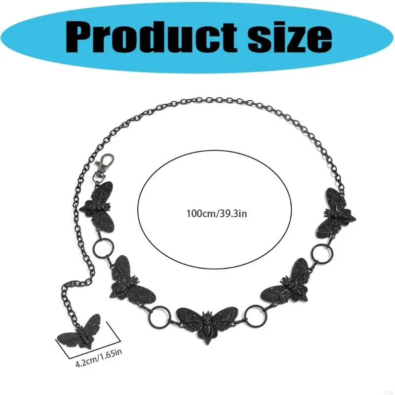 72XE 神秘的なダークメタルウエストチェーン蛾の詳細デザインパーティーフェスティバル着用