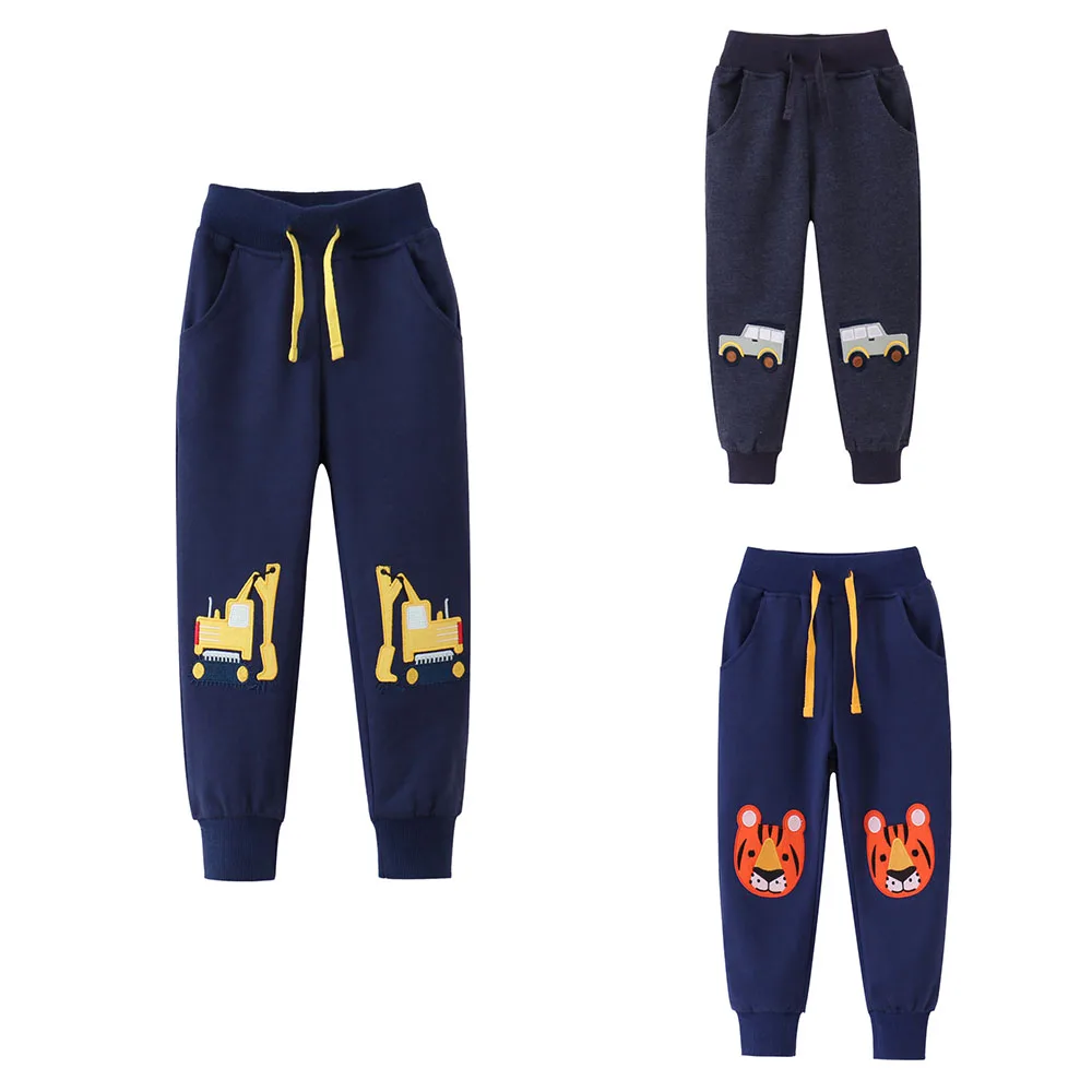 

Boys 2-7T Sweatpants Autumn Spring Forklifts Embroidery Kids Full Pants with Drawstring Animal Motifs Comfortable Autumn Springw