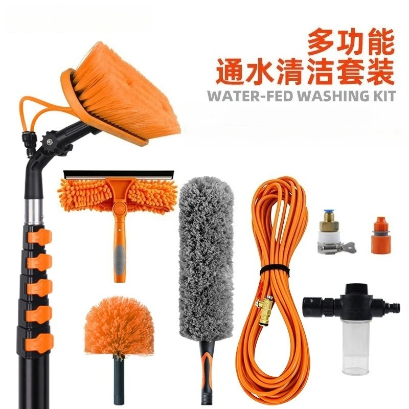 Aluminum telescopic water fed brush PV panel glass high altitude cleaning tool