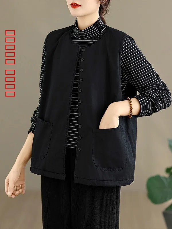 

Облегающий хлопковый жилет Fce, повседневный жилет из органического хлопка, круглый, с застежкой на одной пуговице, всесезонная одежда