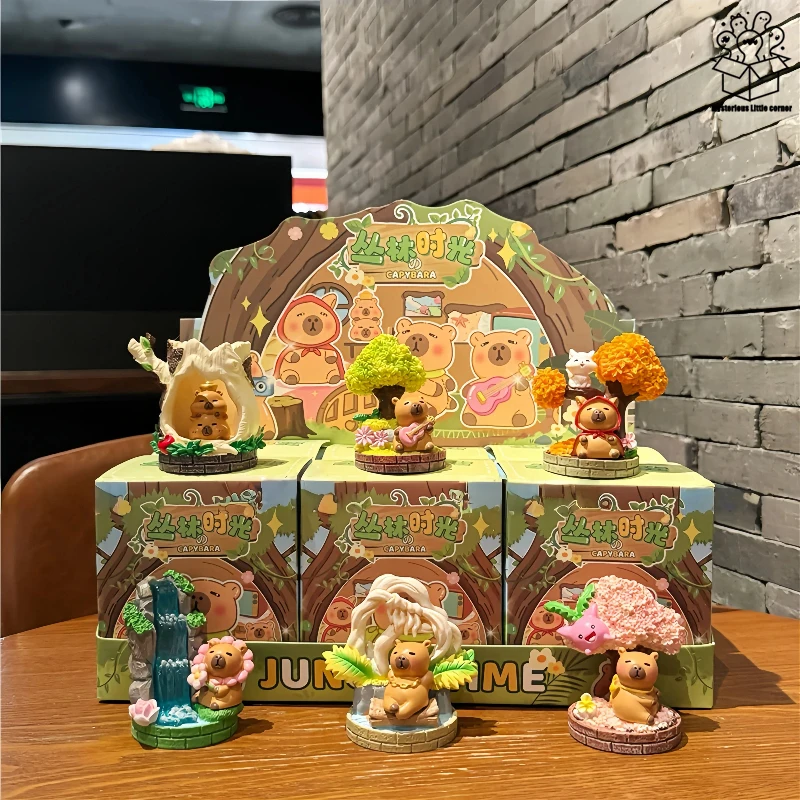 

Креативная глухая коробка «Время джунглей», милые мультяшные периферийные фигурки Капибалы, украшения для офисного стола, праздничные подарки-сюрпризы для девочек
