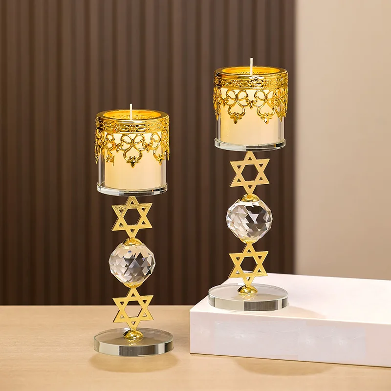 

2PC Creative Crystal Candlestick Ornament Metal Candle Holder Decoration Dinner Party Candle Stand Birthday Gift