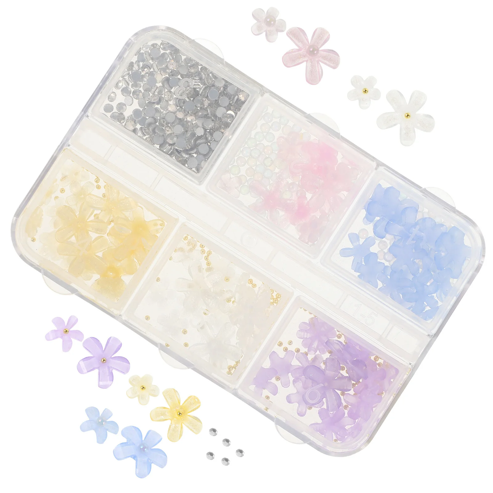 

1 Box Plastic Flowers Accessory For Diy Art Supplies Nails Gems Bulk 3D Nail Charms For Nail Art Gems Charms