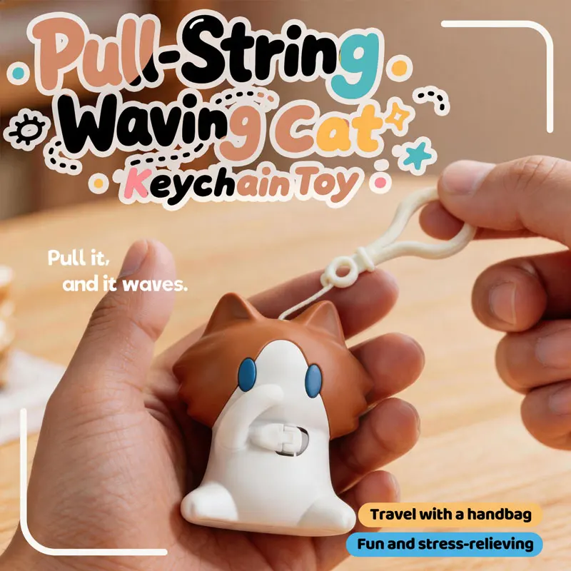Porte-clés pendentif chat Ragdoll à cordon, chaton salarial mensuel, mignon, jouet interactif anti-stress, cadeau original et décoratif