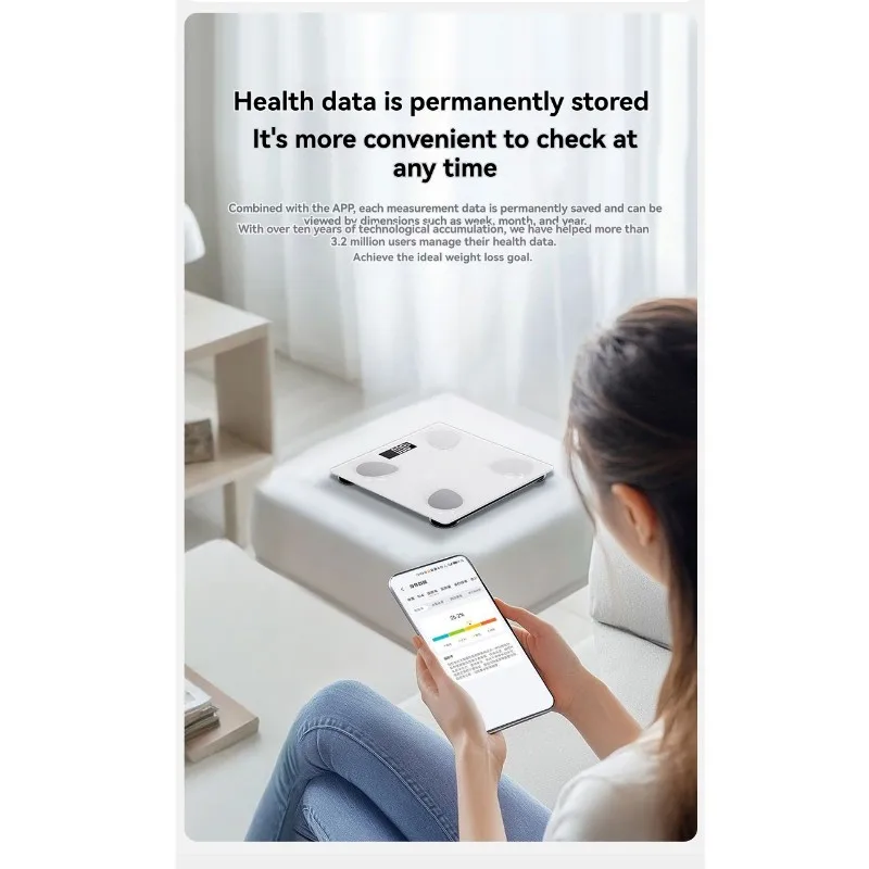 

Y49A-AI Powered Body Fat Scale With Weight Management And Health Monitoring-USB/Battery Operated