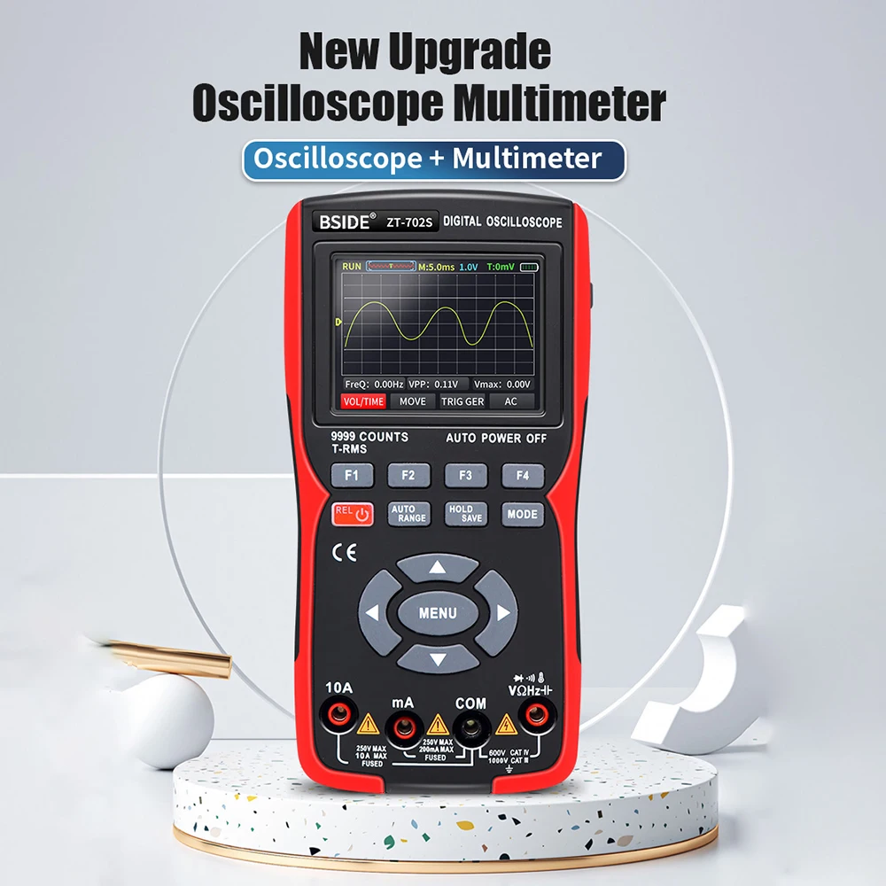 

ZT-702S Digital Multimeter Auto True RMS Tranistor Probe Multimetro Meter 48MSa/s 10MHZ PC Waveform Data Storage Oscilloscope