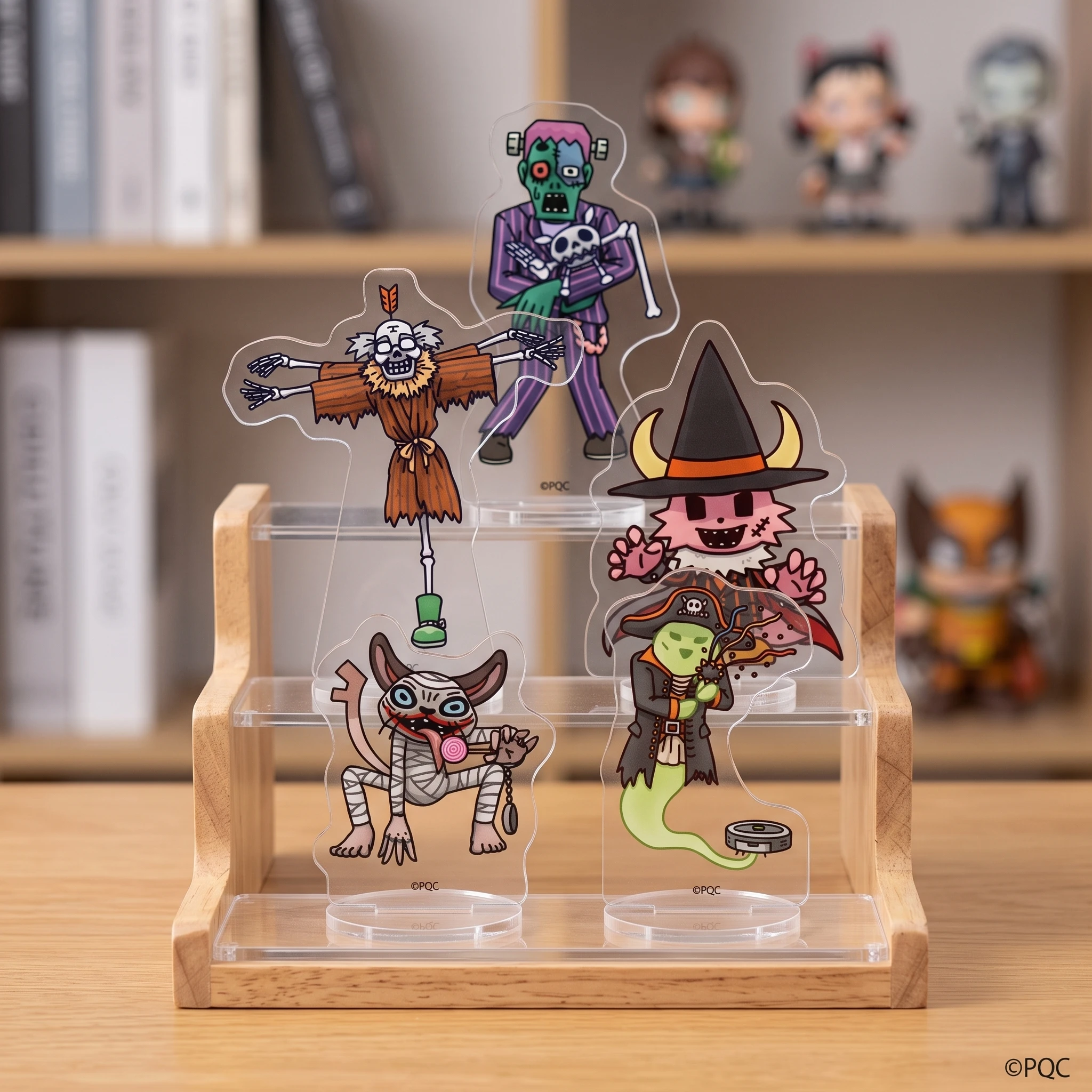 Ponkotsu Quest PQC Witch Ghost Mummy Zombie Scarecrow 10cm Acrylic Stand High Definition Printed Display Panel Unique Keychain