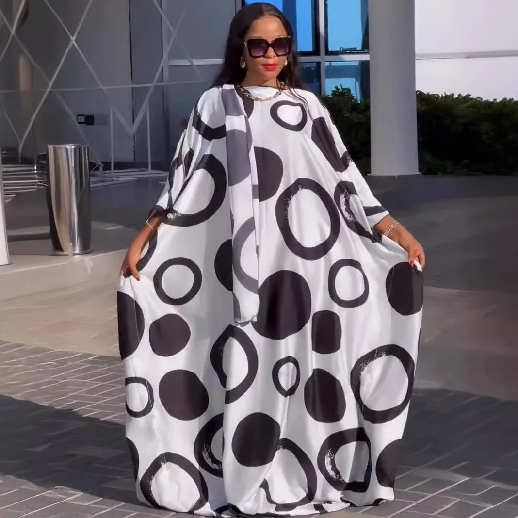 

African Dresses For Women Bat Sleeve African Clothes Dashiki Ankara Dresses Bazin Traditional Robe Africa Long Dress 2024 New