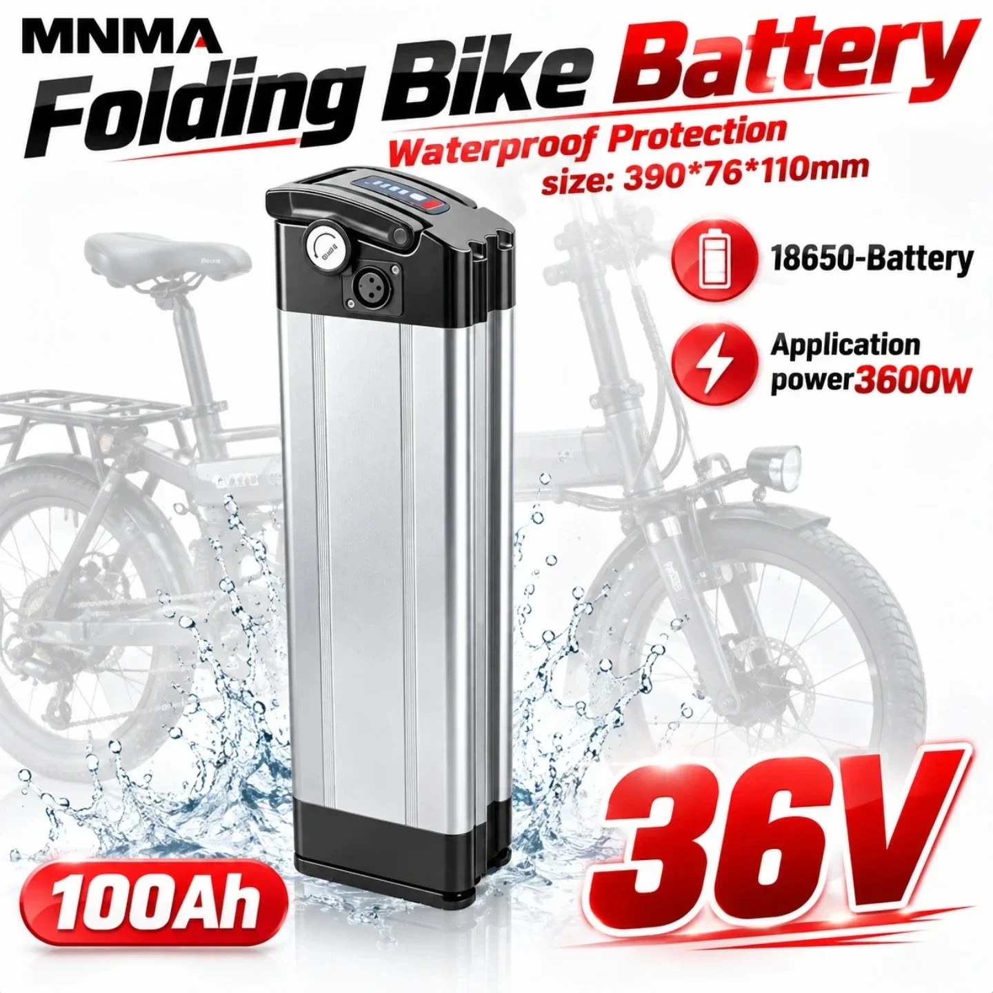 36V Electric Bicycle Battery, 18650 lithium-ion rechargeable battery, Built-in Safety Fuse, XLR Socket, 20Ah-100Ah with Charger