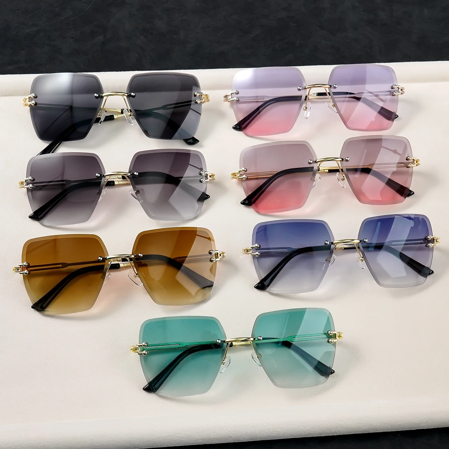 

Oversized Square Sunglasses for Men & Women - Frameless, UV400 Protection, Lightweight & Comfortable, Stylish Accessory