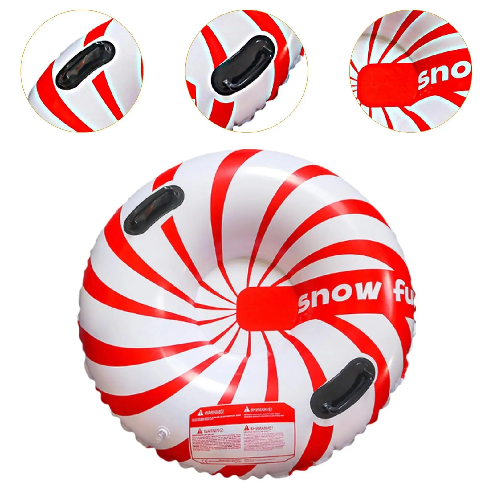 Tubo de neve inflável de 33,5 polegadas com alças anel de neve inflável de trenó