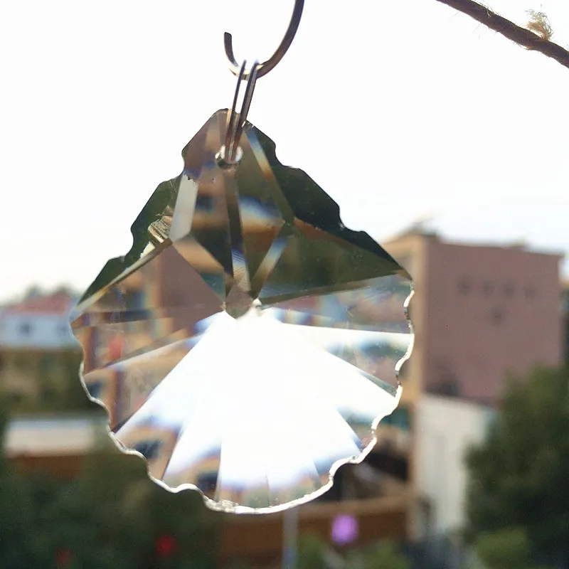 

12pcs/lot 38mm K9 Crystal Transparent Shell Shape Glass Chandelier Ornaments Crystal Lamp Parts Light Pendant Rainbow Suncatcher