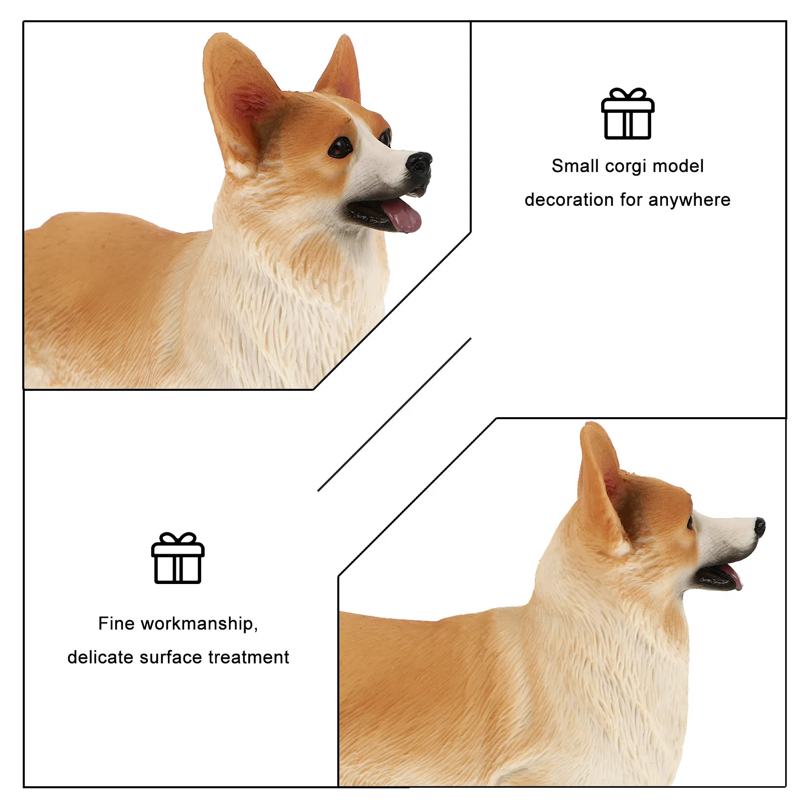 1Pcs Cute Realistic Corgi Decoration Small Animal Ornament for Home Office Car Cabinet Display Vivid Detailed Craftsmanship