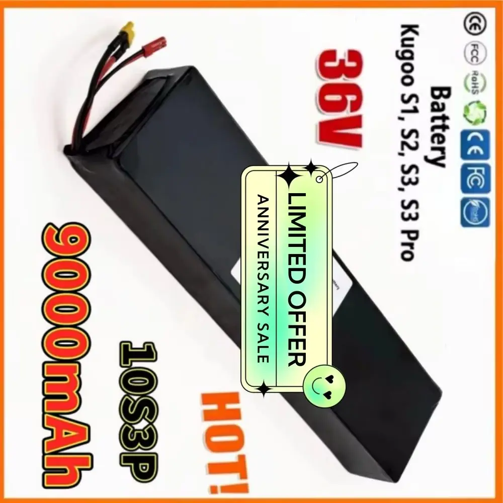 

Новая литий-ионная аккумуляторная батарея 10S3P 36В 9000мАч 18650 со встроенной BMS для электросамокатов KUGOO S1 S2 S3 500Вт, перезаряжаемая