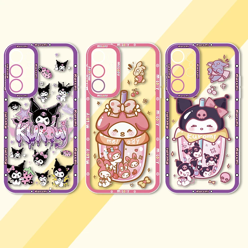 

Cute Kuromi Melody For Samsung Galaxy S23 S22 S21 S20 S10 S9 S8 FE Plus Ultra Lite Frosted Translucent Hard Phone Case Fundas