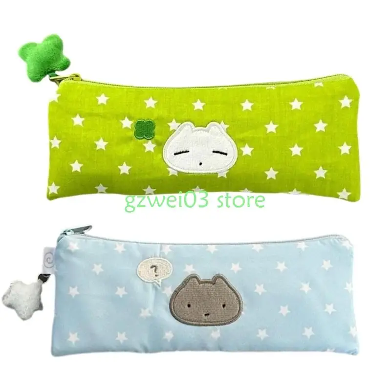 Y8ac Star Pattern Pencil Case Case Double Layered Pen Macous 2 Copartment Cencil Sagn