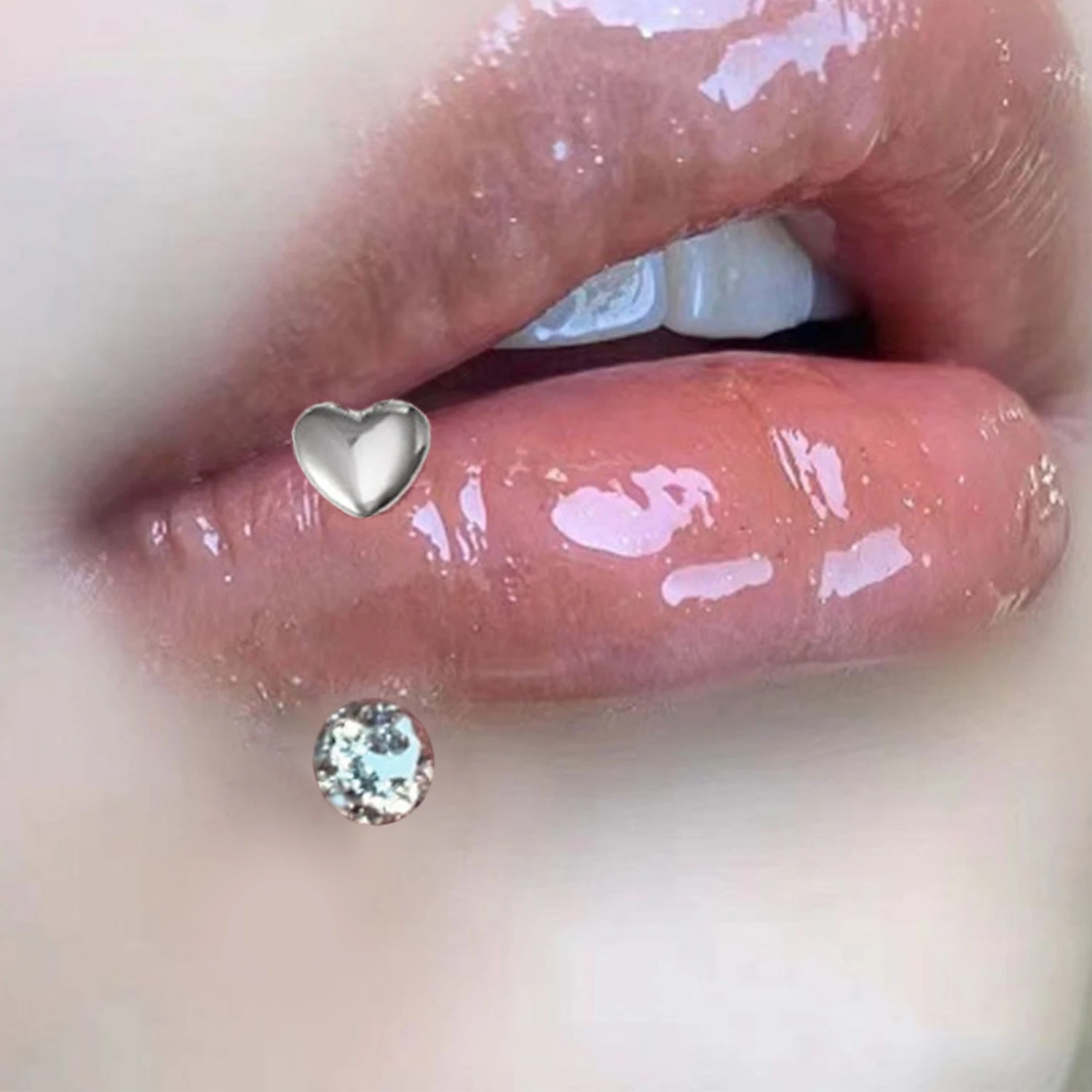 Heart Lip Ring Stainless Steel Labret Horseshoe Ring Nose Piercing Sweet Cool Small Oil Drop Butterfly Ear Stud Piercing Jewelry