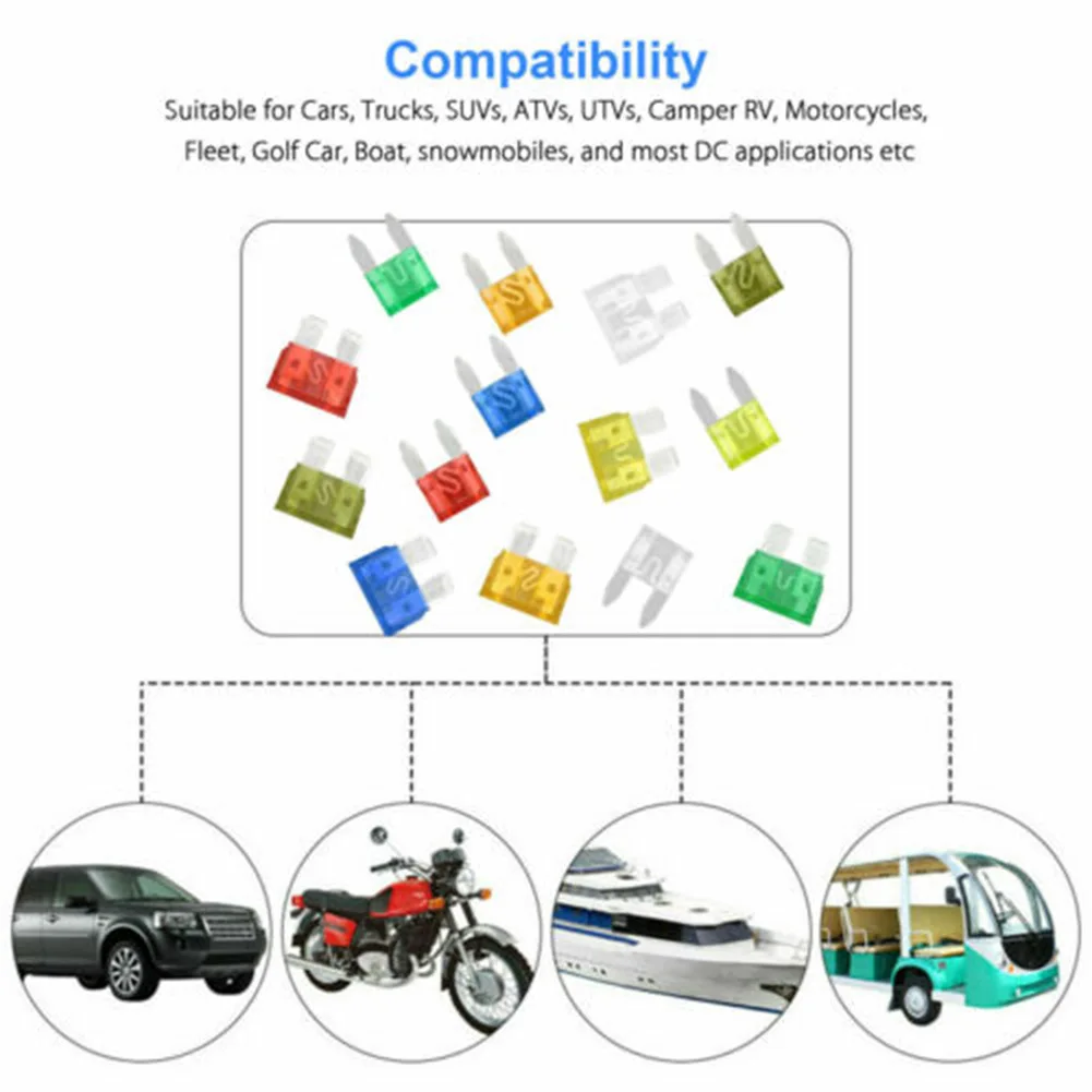 Blade Fuse Assortment Car Fuse Motorcycle Plastic + Metal Protection Vehicles Truck 220pcs for atc ATO ATM Auto Car