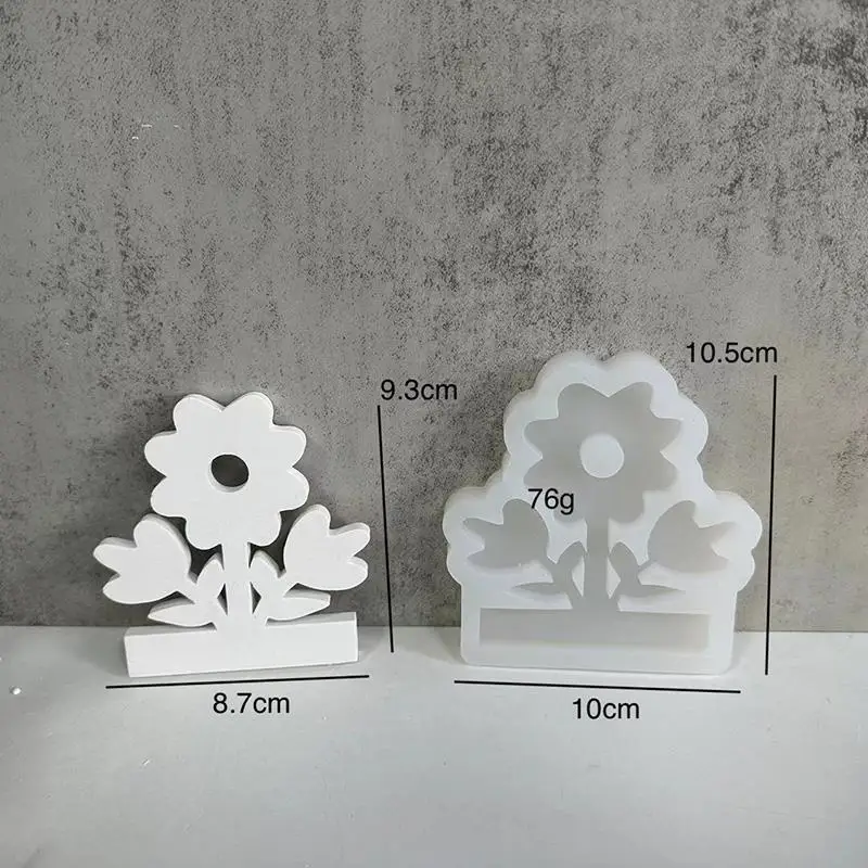 3D Hollow Flower Candlestick Silicone Mold DIY Handmade Cute Candle Holder Ornaments Plaster Resin Concrete Mould Home Decor